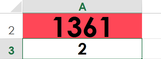 Grafiki te przedstawiają fragment arkusza Excel służący do szukania dzielników liczby 1361